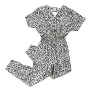 VTG 90s MAGGIE LAWRENCE Ditsy Floral Jumpsuit in Black & White SZ 6